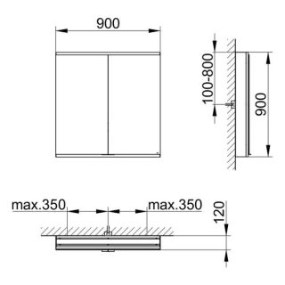 Зеркальный шкаф Keuco Royal Modular 800201091000200 90 см